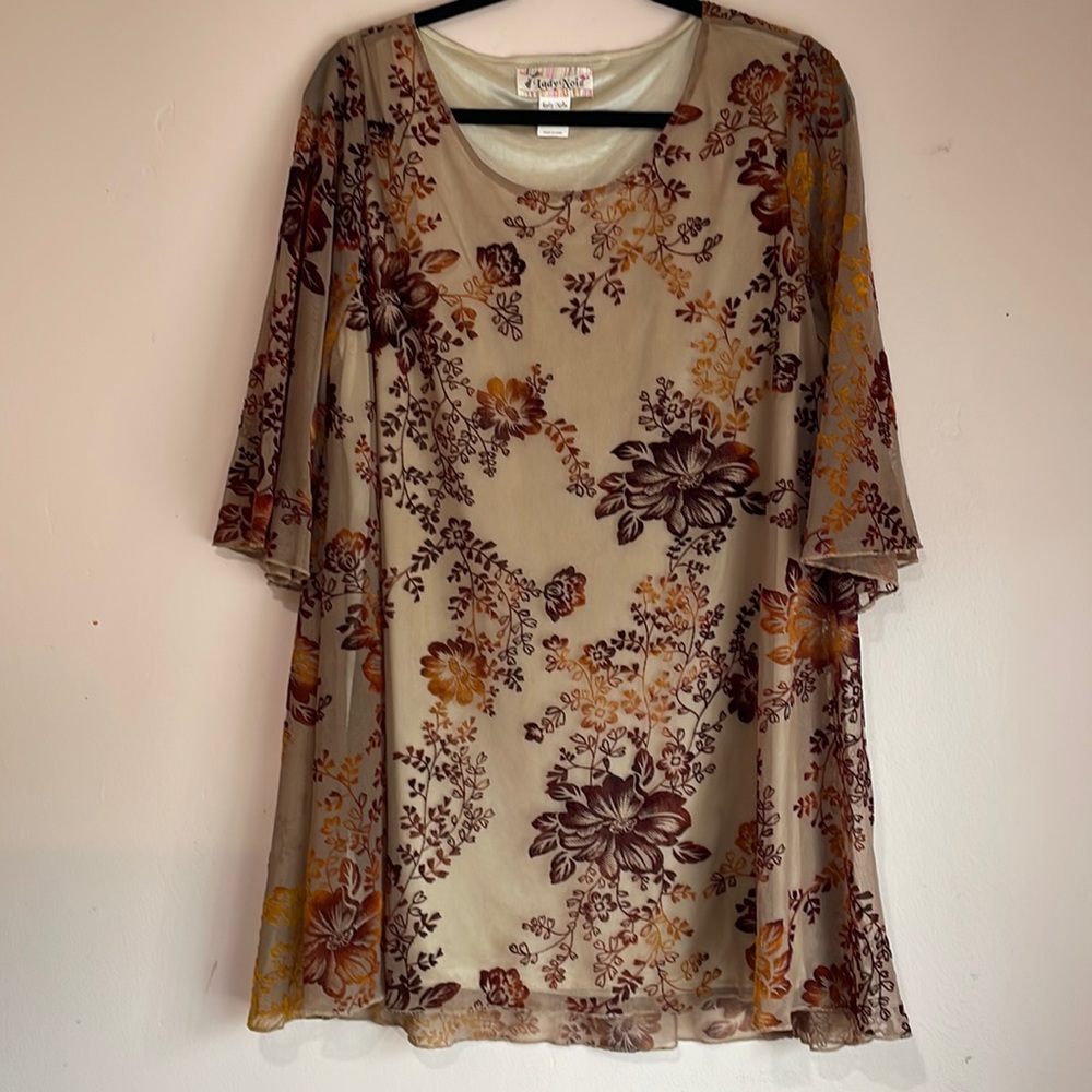 Brown floral 1x tunic